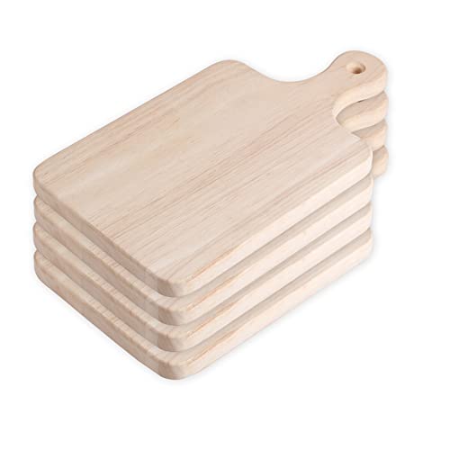 LZMS 4 Pcs Medium Wood Cutting Board - Kitchen Chopping Boards for Bread, Cheese, Vegetabes & Fruits with Handle - Eco-Friendly Board for Health LZMS