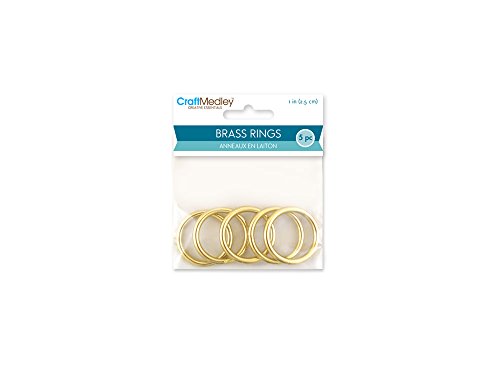 CraftMedley Brass Rings, 1in, Round, 5-Piece, 1" CraftMedley