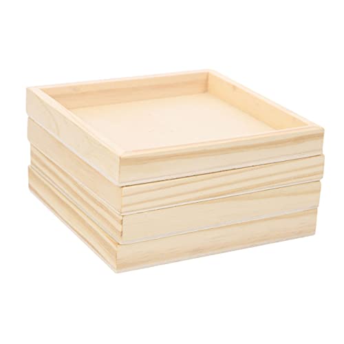 SWOOMEY 4pcs Puzzle Sundries Holder Blocks Tray Unfinished Wood Tray Unfinished Wood Serving Blocks Storage Trays Serving Storage Tray Wood Serving SWOOMEY