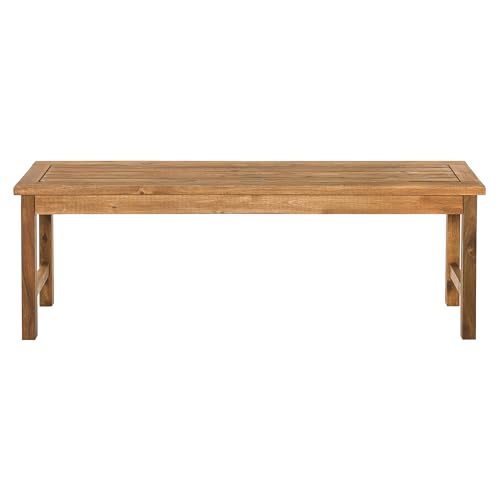 Walker Edison Rendezvous Modern Solid Acacia Wood Slatted Patio Bench, 53 Inch, Brown Walker Edison