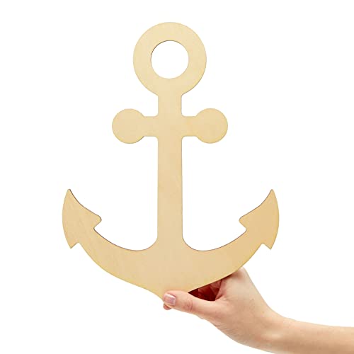 6 Pack Unfinished Wooden Anchors for Crafts, Nautical Wood Cutouts for DIY Projects, Nautical Decor (11.6 x 8.8 in) Juvale