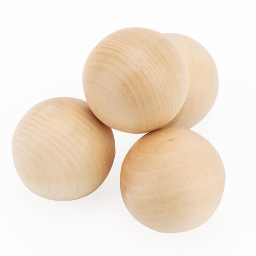 SOUJAP 24 PCS 2 Inch Round Wooden Ball, Natural Unfinished Wood Ball, Sphere Hardwood Ball for Crafts and DIY Projects Decoration SOUJAP