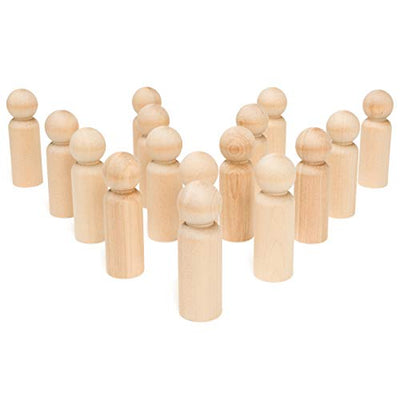 Large Wooden Peg Dolls 3-1/2 inch, Pack of 10 Unfinished Jumbo Dad Peg Doll Figures for Peg People Crafts