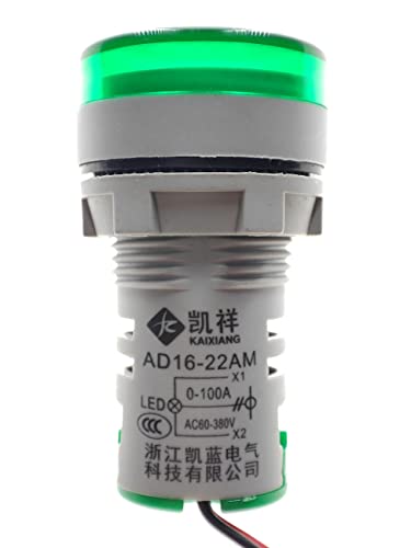 Szliyands 3pcs Digital Display AC Current Indicator, 22mm Round Head LED Current Tester 0~100A Ammeter Monitor Green red Yellow Szliyands