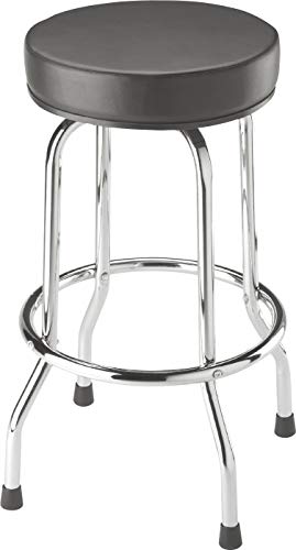 BIG RED Torin Swivel Bar Stool: Padded Garage/Shop Seat with Chrome Plated Legs, Black, 28.74" Tall, 18.5" Diameter BIG RED