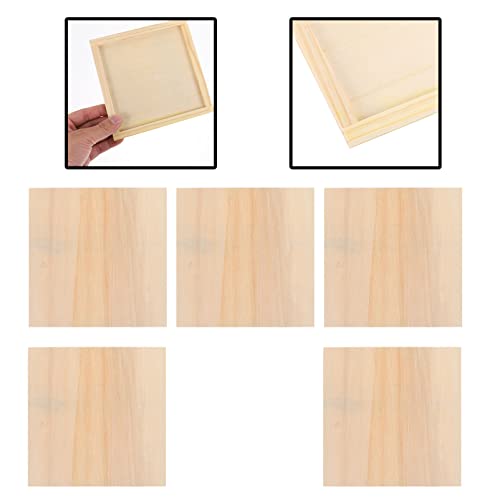 DECHOUS 5pcs Blank Wooden Picture Frame Unfinished Wood DIY Picture Frames Painting Wood Tray Ornament Picture Frame Educational Toys for Kids DECHOUS