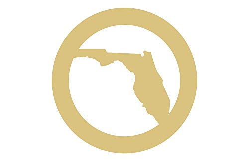 Circle Frame State Cutout Unfinished Wood Door Hanger Everyday Home Decor MDF Shape Canvas Style 1 (6", Florida) Diverse Woodworking