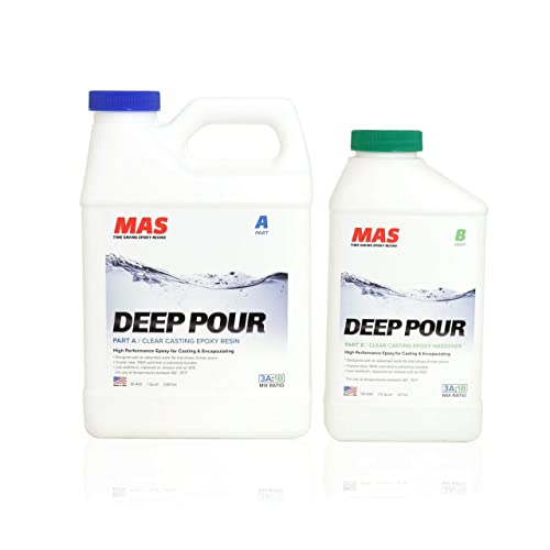 MAS Epoxies Deep Pour Epoxy Resin Kit - Crystal Clear, Slow Curing Epoxy Resin for Casting, River Tables, Encapsulating, Live Edge Slabs, Molds, MAS
