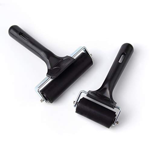 2Pcs Rubber Roller Brayer Rollers Hard Rubber 4 and 2.2 Inch for Printmaking (Black) by HRLORKC… HRLORKC