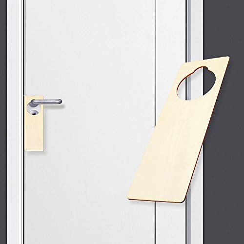 BILLIOTEAM 16 PCS Unfinished Wood Door Knob Hangers,Blank Natural Wooden Door Knob Signs for DIY Craft,Home Hotel Office Decoration(9.5" x 3.25" x BILLIOTEAM