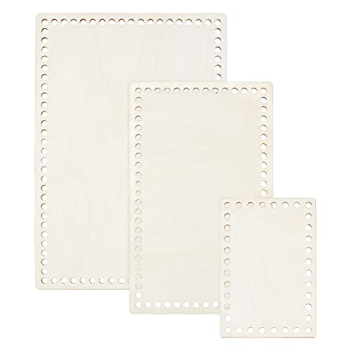 PH PandaHall 3 Sizes Crochet Basket Bottom Rectangle Wooden Base Shaper Blank Knitting Bag Bottom Wooden Basket Bottoms Shaper for DIY Knitting PH PandaHall