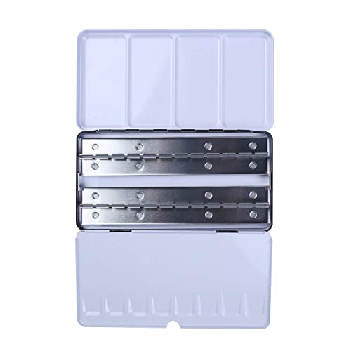 MEEDEN Empty Watercolor Tin Palette, Large Travel Metal Paint Box with 52 Pcs Half Pans MEEDEN