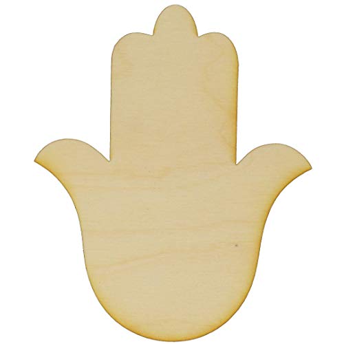 Unfinished Hamsa Wood Cut Out Available in a Variety of Sizes and Thicknesses (1/8” Thickness, Medium 6.5" x 8" (Sold Individually)) LKN ART