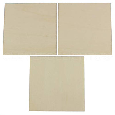 CleverDelights 4 Inch Wood Squares - 10 Pack - 3/32" Thick - 4" Unfinished Craft Pieces