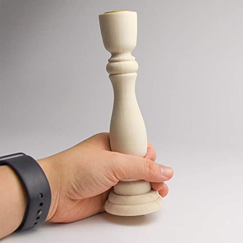 4 PCS Wooden Candlesticks, Unfinished Small Wooden Candle Holders - 7 inches and 4 inches with 7/8 inch Hole Awpeye