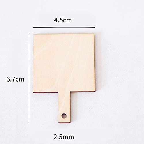 30 Pcs Mini Wooden Cutting Board with Handle,Unfinished Wood Blank Cutting Board, Paddle Chopping Board Small Kitchen Serving Board for Kitchen DIY Khakho