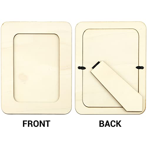 IFAMIO 2 Pack Wooden DIY Photo Frame Tabletop Wood Picture Frames Unfinished Solid Wood Picture Frames on Stand 4" x 6" Paintable Blank Rectangle IFAMIO