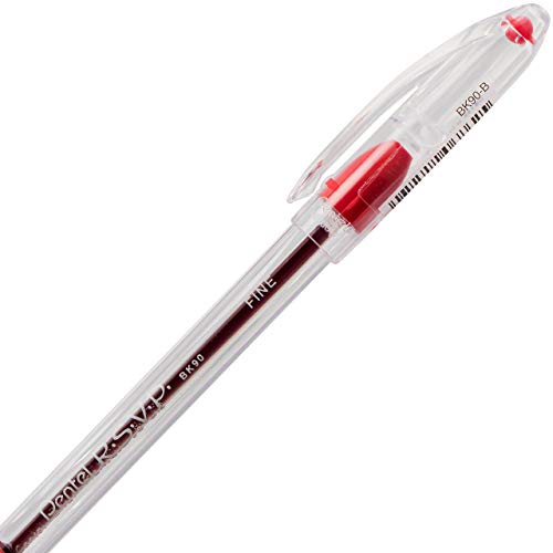 Pentel R.S.V.P. Ballpoint Pen, Fine Line, (0.7mm), Assorted Ink, Clear Barrel, 5 Pack (BK90BP5M) Pentel