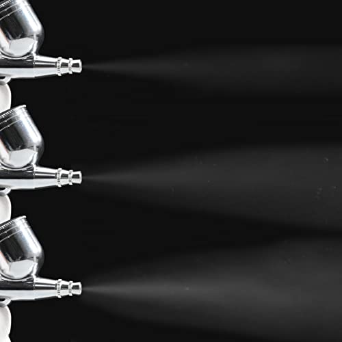 SAGUD Airbrush Kit 0.3mm Dual-Action Air Brush Gun with Extra 0.2mm & 0.5mm Nozzles Needle Air Caps and Quick Release Disconnect Coupler SAGUD