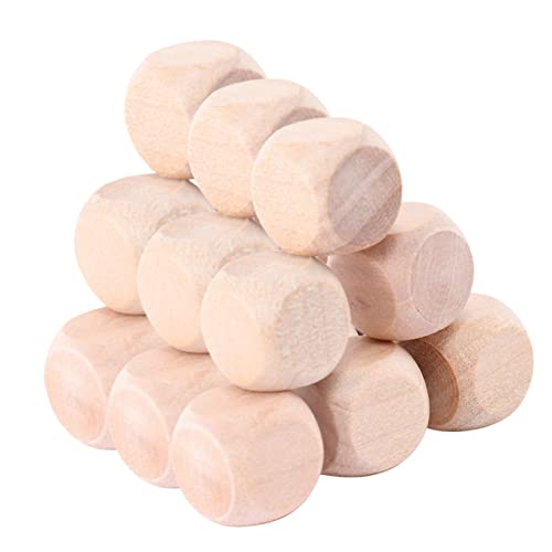 Kisangel 20Pcs Unfinished Wood dice Unfinished Wood Cube Wood Game dice Blank Wooden dice 16mm dice Unfinished Blank dice Blank Square Blocks Blanks Kisangel