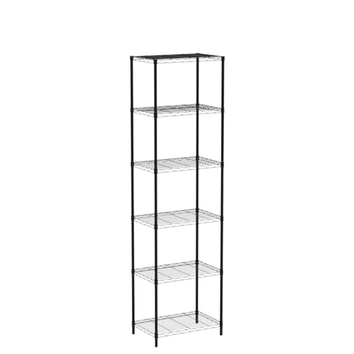 HOMEFORT 6-Tier Wire Shelving, 6 Shelves Unit Metal Storage Rack, Durable Organizer, Perfect for Pantry Closet Kitchen Laundry Organization (Black) HOMEFORT
