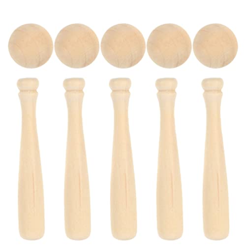 Toyvian Unfinished Mini Wooden Baseball Bats and Balls Unpainted Wood Baseball Bats for Scrapbooking and DIY Craft Projects Toyvian