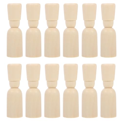 MAGICLULU 20pcs Wood Peg Doll Unfinished Wooden Dolls Blank Wooden Peg Dolls Natural Unpainted Wood Figures for Art Craft Painting DIY Projects MAGICLULU