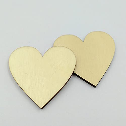 ccHuDE 50 Pcs Blank Unfinished Wooden Hearts Bulk Wood Slices Discs DIY Craft Cutout Pieces for Wedding Christmas Embellishments 2.0 inch ccHuDE
