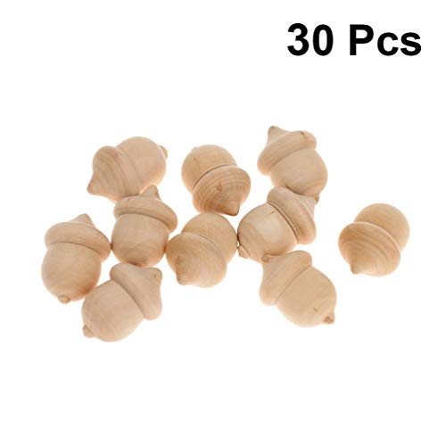 Healifty Unfinished Wood Acorn DIY Natural Wooden Acorn for Arts and Crafts for Children Kid Graffiti Rustic Wedding Party Decorations 30pcs Healifty