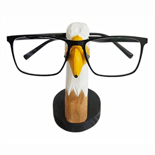 Red Dollar Handmade Wood Carved Animal Eyeglass Holder, Cute Sunglasses Display Stand, Nightstand Home Office Desk Decor, Christmas Holiday New Year Red Dollar