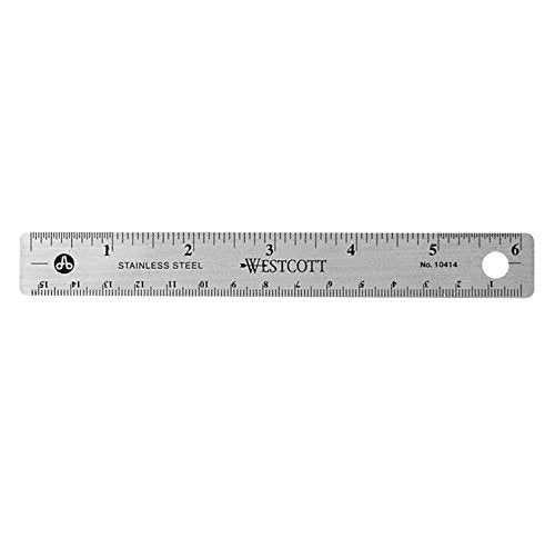 Westcott Stainless Steel Office Ruler with Non Slip Cork Base, 6-Inch (10414) Westcott