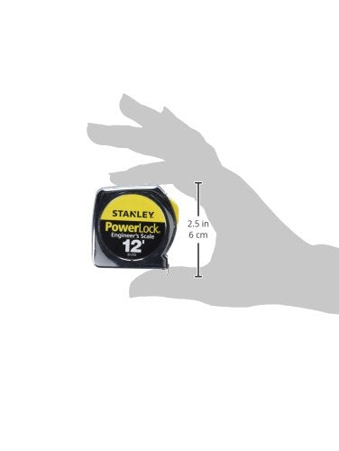 STANLEY PowerLock Tape Measure, Heavy-Duty, Engineer’s Scale with Metal Case, 12-Foot (33-272) Stanley