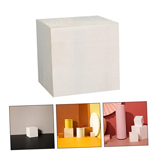 Yardenfun 1pc White Cube Unfinished Wood Cubes Puzzle Making Block Wooden Square Blocks Wooden Geometry Unfinished Wood Blocks Mini Wood Cube Wood Yardenfun