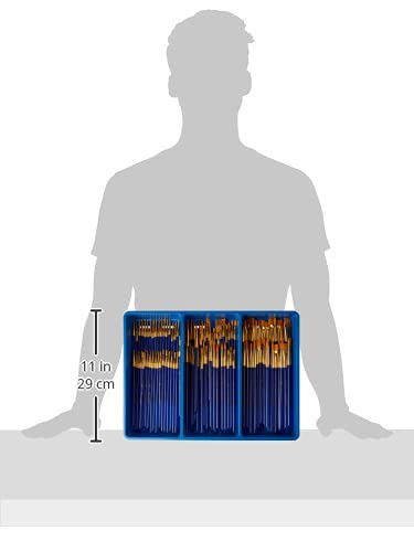 Royal Brush Gold Taklon Paint Brush Super Value Pack, Assorted Sizes, 120 Brushes Royal Brush