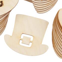 Pack of 24 Unfinished Wood Leprechaun Hat Cutouts by Factory Direct Craft - Wooden Irish Top Hat Blank DIY Shapes for St Patrick's Day Crafts and Factory Direct Craft