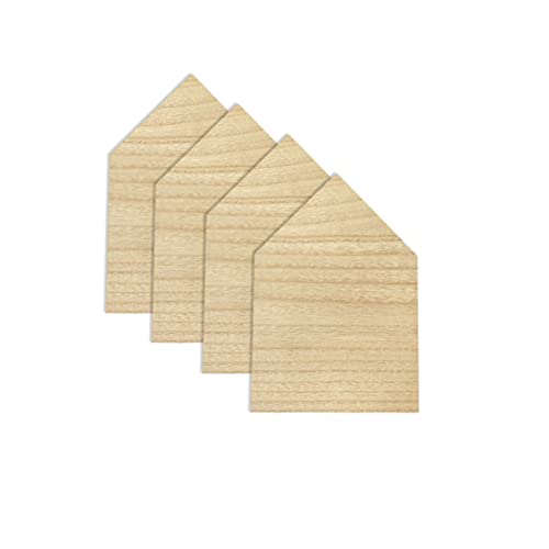 4 Pack 8 Inch Wooden House Shape Block Unfinished Wood Farmhouse Cutouts Tabletop for DIY Crafts Memorial Sign,1 Inch Thick MDF Cregugua