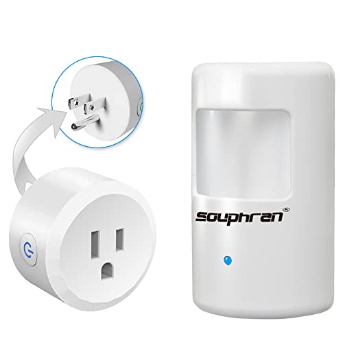 Souphran Plug-in Wireless Motion Activated Light Control, No Wiring, 130 Ft RF Range, Adjustable Detection Range, Always-on Timer and Light Sensor, SOUPHRAN