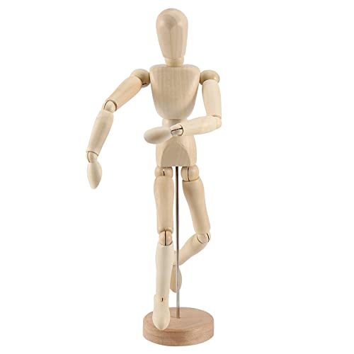 JOIKIT 4 Pack 12 Inch Wooden Artists Model, Wooden Art Mannequin Articulated Mannequin with Stand and Posable Body, Movable Wooden Manikin for JOIKIT