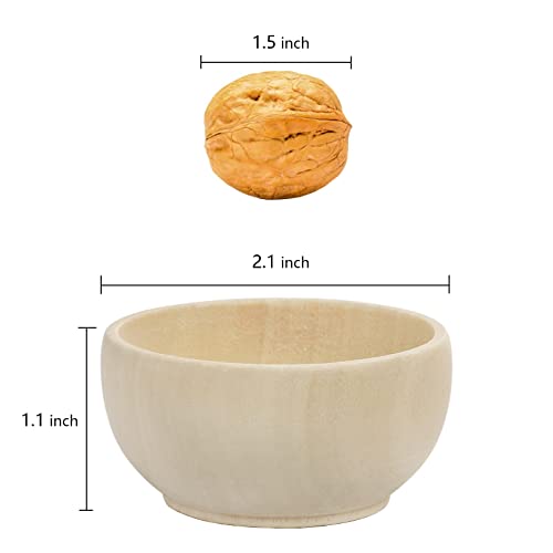 ZENFUN 20 Pack Wooden Pinch Bowls, Mini Unfinished Bowls Set for Dipping Sauce, Condiment Bowls, Condiment Cups, Nuts, Candy, Fruits, Appetizer, and ZENFUN