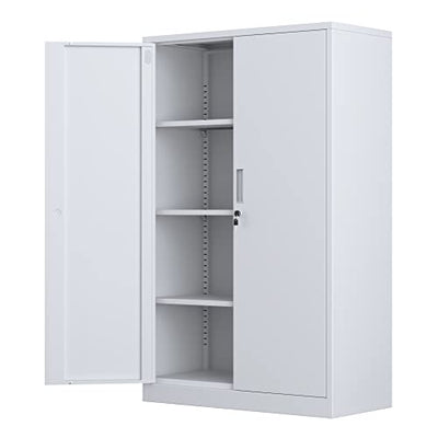 iJINGUR Metal Storage Cabinet with Locking Doors and 3 Adjustable Shelves, 53.5-Inch Tall Lockable Steel Storage Cabinets for Home Office Garage