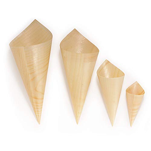 BambooMN Brand - 3.1" Tall x 1.5" Dia Disposable Wood Cones - 100 Pieces BambooMN