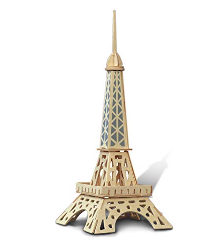 Puzzled 3D Puzzle Eiffel Tower - Wood Craft Construction Model Kit - Fun & Educational DIY Wooden Toy Assemble Model Unfinished Crafting Hobby Puzzle Puzzled