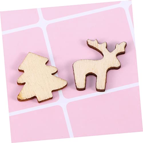 TEHAUX 100pcs Christmas Trees Xmas Tree DIY Crafts Wood Ornament House Decorations for Home Christmas Decor Unfinished Wooden Cutouts DIY Painting TEHAUX