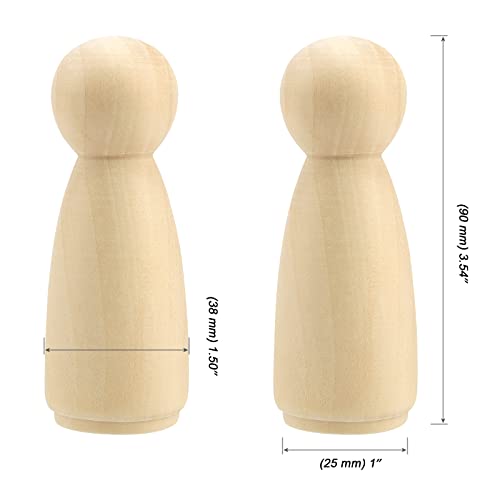 MOUYAT 30 PCS 3.5 Inch Wooden Peg Dolls, Unfinished Angel Girl Wooden Peg People Doll Bodies, Wooden People Figures for Painting, Craft Art Projects MOUYAT