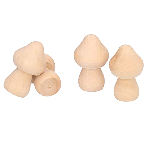 Unfinished Wooden Mushroom, 60PCS Mini Unpainted Wood Mushroom Toy Set for DIY Arts Crafts Decoration CHICIRIS