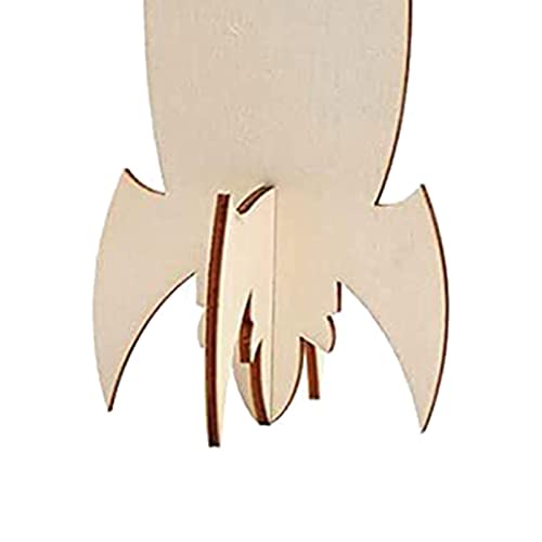 Aosekaa 12x Unfinished Wooden Cutouts Unpainted Wooden Paint Crafts Wood Pieces Rockets Wood Shapes for Outer Space, Painting, DIY, Drawing Signs Aosekaa