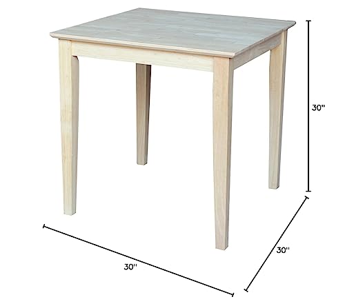 International Concepts Square Solid Wood Top Table with Shaker Legs, 30-Inch IC International Concepts
