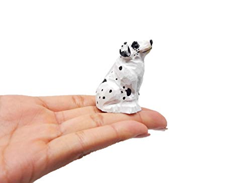 Selsela Dalmation Spotted Dog Puppy Figurine Statue Miniature Small Wood Carving Home Decor Small Animals Pet Selsela