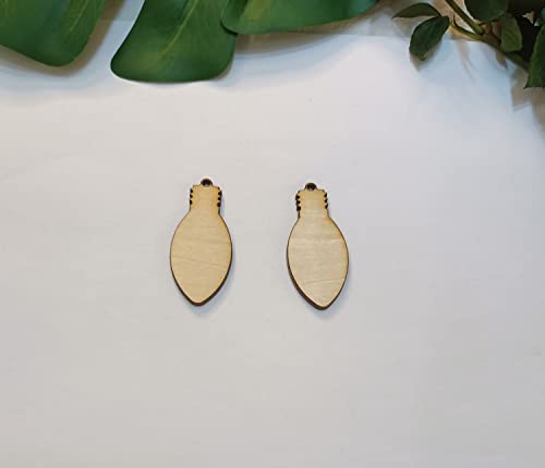 30pcs of Christmas Lights Dangle Earrings Sublimation Blank,Unfinished Wooden Light Bulb Wooden Slices Blank Christmas Wooden Hanging Decor (2'') Yuxuanish