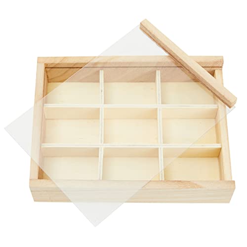 Small Unfinished Wood Box with Lid, 9 Compartment Storage Boxes (6.75 x 5.1 Inches, 2 Pack) Bright Creations